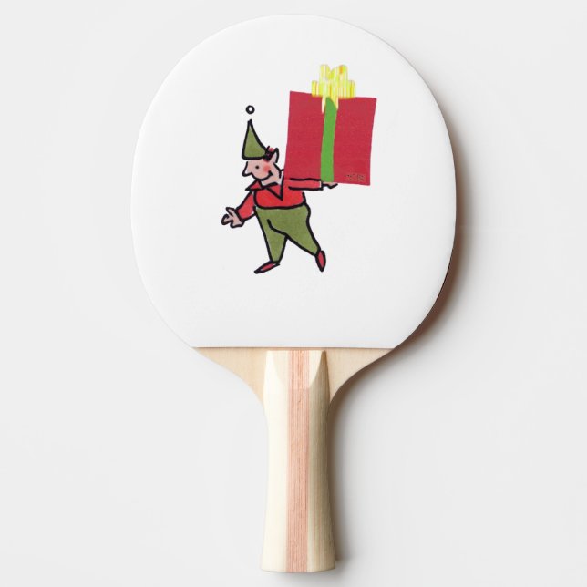 Elf With Red Box white ping pong paddle (Front)