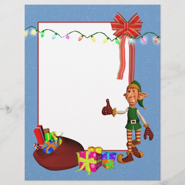 Elf with toys and gifts Christmas Letterhead (Front)