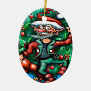 Elf  Wreath Ceramic Tree Decoration