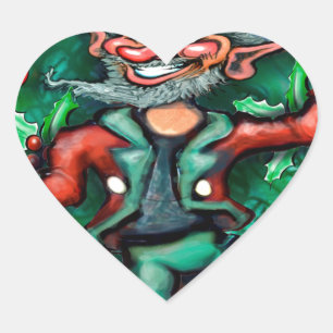 Elf  Wreath Heart Sticker
