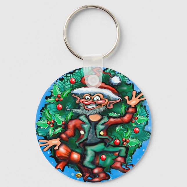 Elf  Wreath Key Ring (Front)