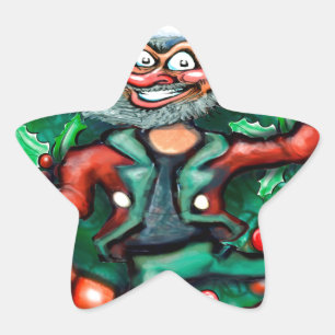 Elf  Wreath Star Sticker