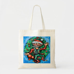 Elf  Wreath Tote Bag