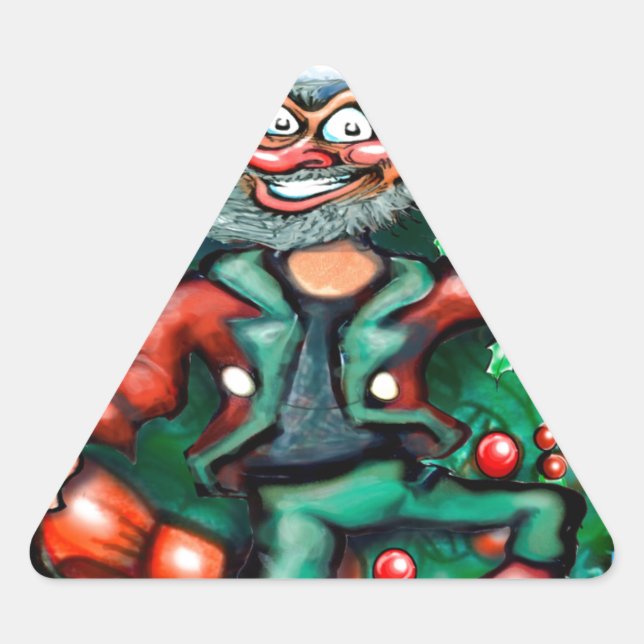 Elf  Wreath Triangle Sticker (Front)