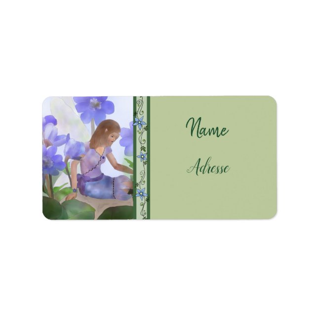 Elfe im Blumenbeet  Adressaufkleber Label (Front)