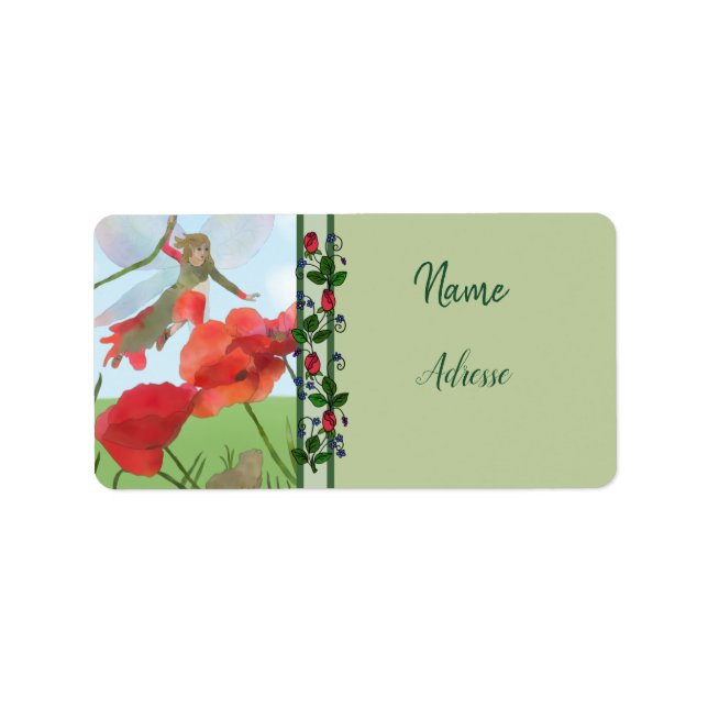 Elfe im Blumenbeet  Adressaufkleber Label (Front)