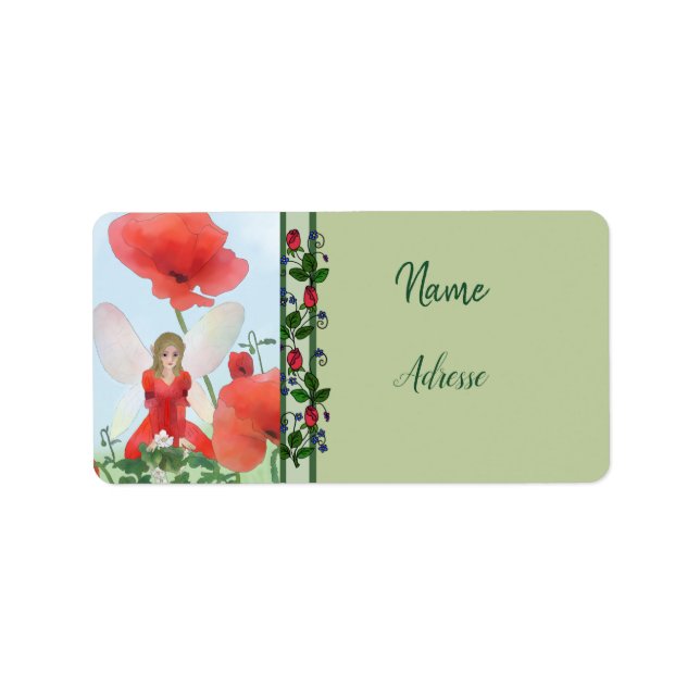 Elfe im Blumenbeet  Adressaufkleber Label (Front)