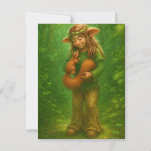 Elfe mit Eichhörnchen - im Zauberwald Postcard