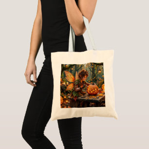 Elfin Pumpkin Carver Halloween Fall Fantasy Tote Bag