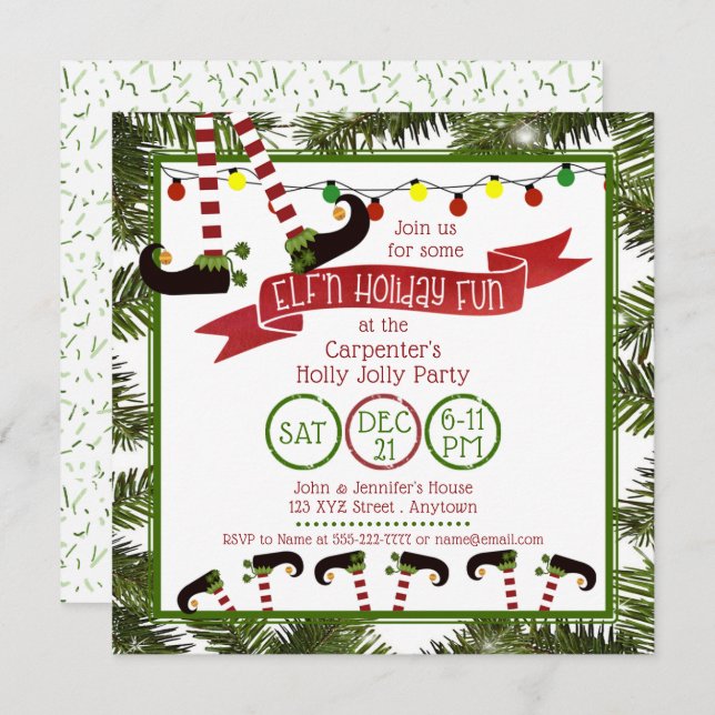 "ELF'n Holiday Fun" Party Invitation (Front/Back)