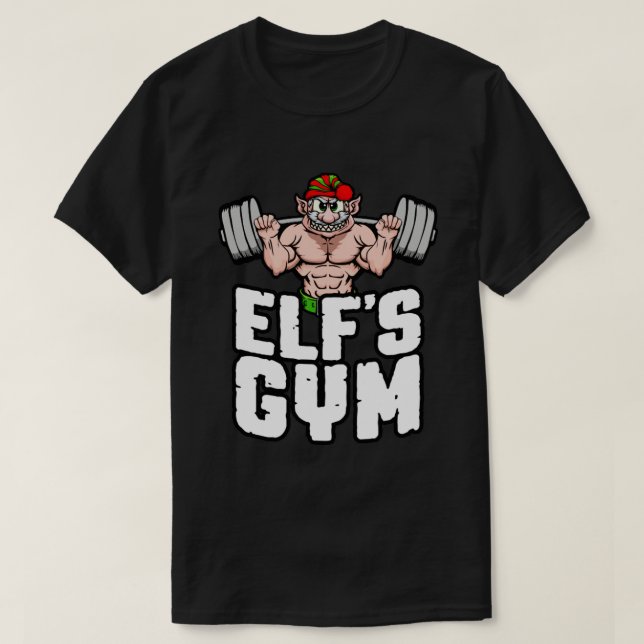 Elfs Gym Squat Leg Day Bodybuilder Christmas Worko T-Shirt (Design Front)