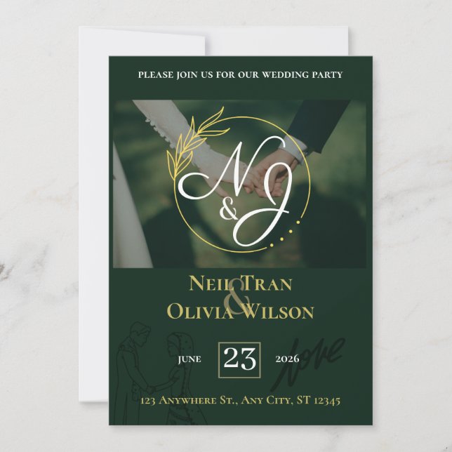 Elgant Customisable wedding invitation (Front)
