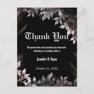 Elgant Gothic Burgundy Red and Black Floral Postcard