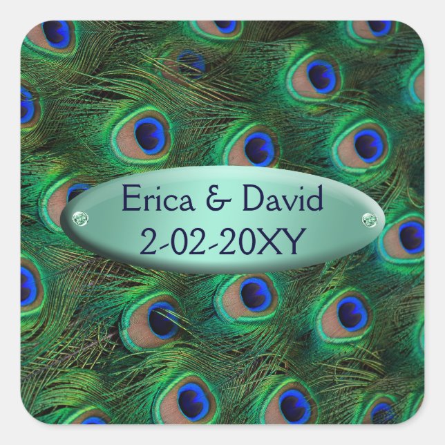 elgant turquoise peacock envelope seal (Front)