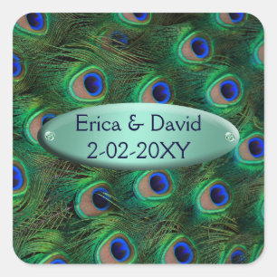 elgant turquoise peacock envelope seal