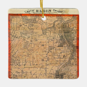 Elgin Illinois 1871 Map Ceramic Ornament