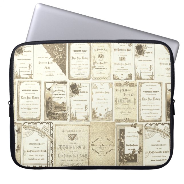 Elgin Illinois 1880's Sepia Club Invitations Party Laptop Sleeve (Front)