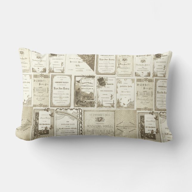Elgin Illinois 1880's Sepia Club Invitations Party Lumbar Cushion (Front)