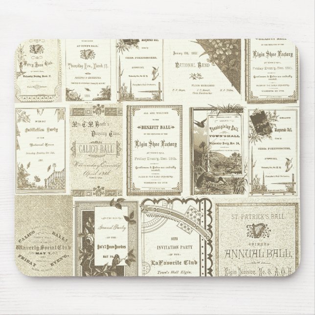 Elgin Illinois 1880's Sepia Club Invitations Party Mouse Pad (Front)