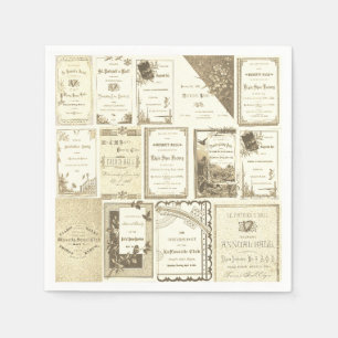 Elgin Illinois 1880's Sepia Club Invitations Party Napkin