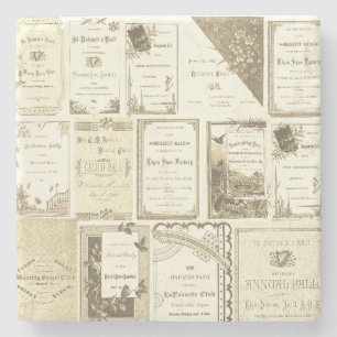 Elgin Illinois 1880's Sepia Club Invitations Party Stone Coaster