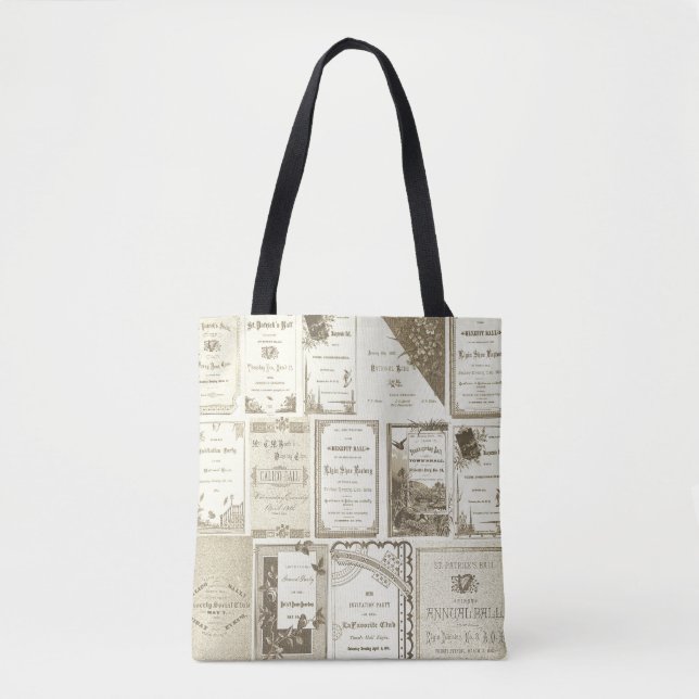 Elgin Illinois 1880's Sepia Club Invitations Party Tote Bag (Front)