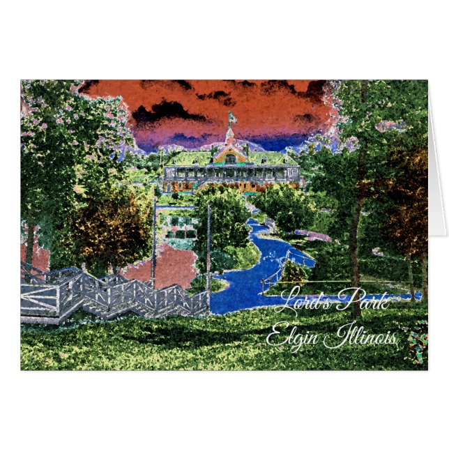 ELGIN ILLINOIS LORDS PARK PAVILION 1920'S ART VIEW (Front Horizontal)