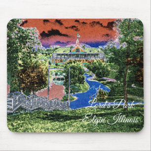 ELGIN ILLINOIS LORDS PARK PAVILION 1920'S ART VIEW MOUSE PAD