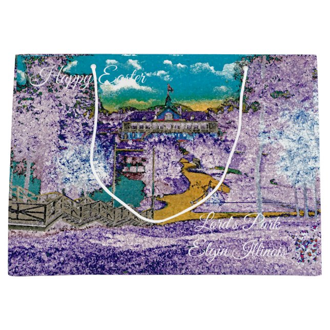 ELGIN ILLINOIS LORDS PARK PAVILION 1920'S Easter Large Gift Bag (Front)