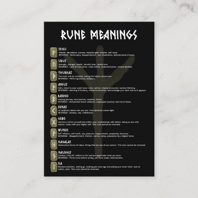 Elhaz Rune Symbol Meaning Cards (Front)
