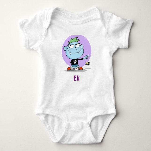ELI baby boy name clothing  personalised Bodysuit (Front)