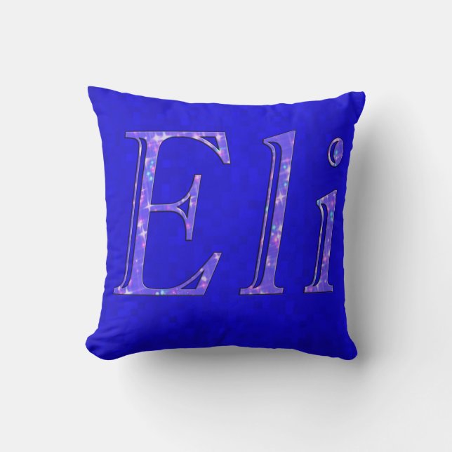 Eli Name Logo On Blue Mosaic Cushion (Front)