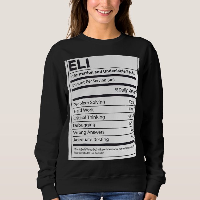 Eli Nutrition Information Problem Solving Hard Wor Sweatshirt (Front)