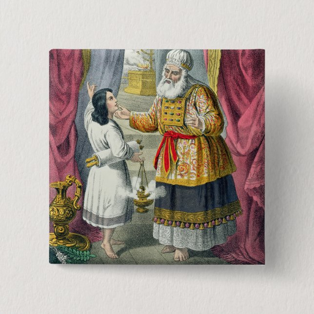 Eli Questioning Samuel Regarding the Vision, from 15 Cm Square Badge (Front)