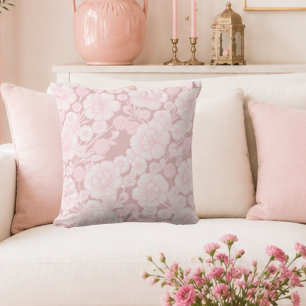 Elia 🌸 Soft Pink Baroque Floral Cushion