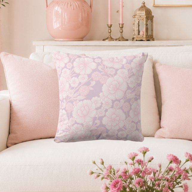 Elia 🌸 Soft Pink Baroque Floral Cushion (Creator Uploaded)