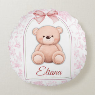 Eliana Custom Pink Teddy Bear Nursery Design Round Cushion