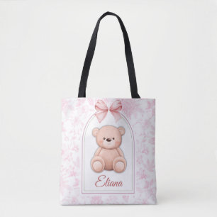 Eliana Custom Pink Teddy Bear Nursery Design Tote Bag