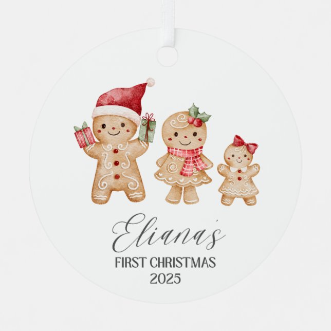 Eliana Personalized Baby's First Christmas Metal Tree Decoration (Front)
