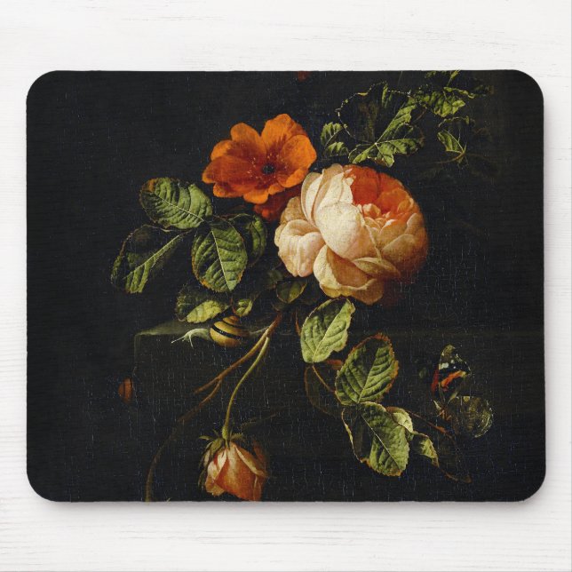 Elias van den Broeck, Still Life with Roses Mouse Pad (Front)