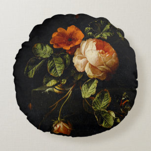 Elias van den Broeck, Still Life with Roses Round Cushion