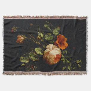 Elias van den Broeck, Still Life with Roses Throw Blanket