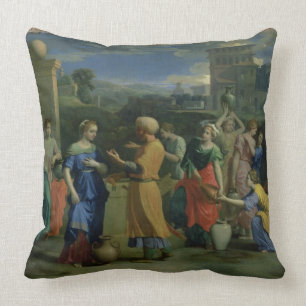 Eliezer and Rebecca at the Well, 1648 (oil on canv Cushion