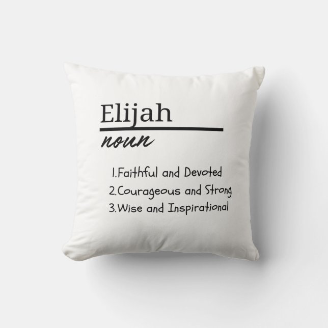 Elijah, Boy Personalised Name Definition Cushion (Front)