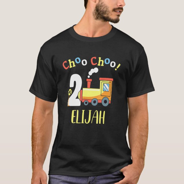 Elijah Choo Choo Two Train 2nd Birthday Turning 2 T-Shirt (Front)
