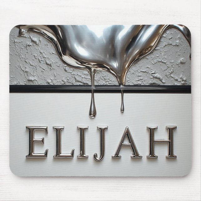 Elijah Chrome Nameplate With Liquid Metal Drips Mouse Pad (Front)