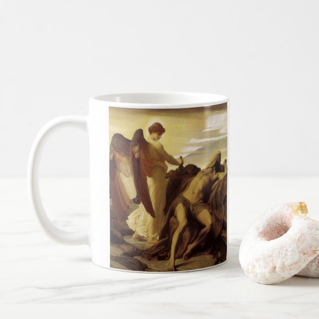 Elijah in Wilderness by Lord Frederic Leighton Coffee Mug (With Donut)