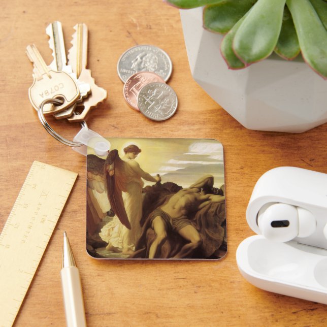 Elijah in Wilderness by Lord Frederic Leighton Key Ring (Desk)