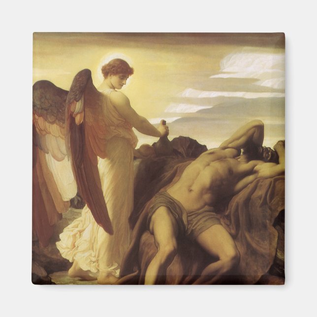 Elijah in Wilderness by Lord Frederic Leighton Magnet (Front)