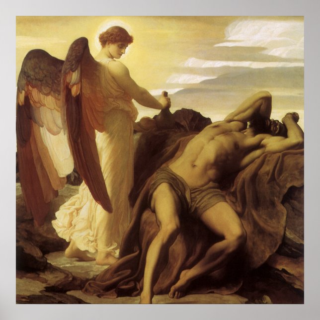 Elijah in Wilderness by Lord Frederic Leighton Poster (Front)